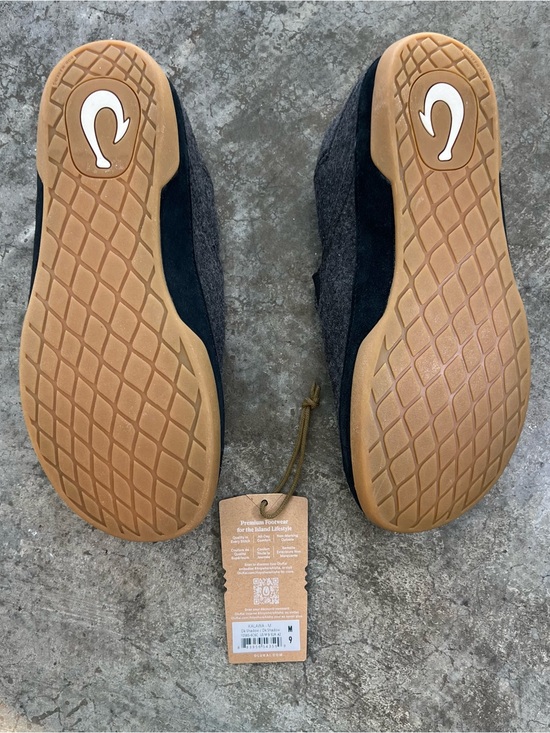 OluKai Charcoal Wool Slip-On with Tan Rubber Soles main image 4